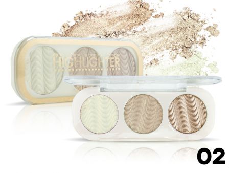 Хайлайтер SeVen Cool Extra Shimmer Highlighter, 3 цвета, тон 02